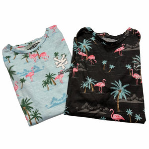 Zoo York Kids Tees T-Shirt Short Sleeve Tops Blue Black Flamingo Print Summer